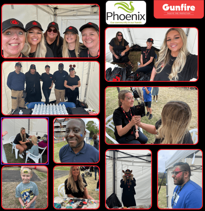 Gunfire Passive Fire Protection team participating in a community event with Phoenix